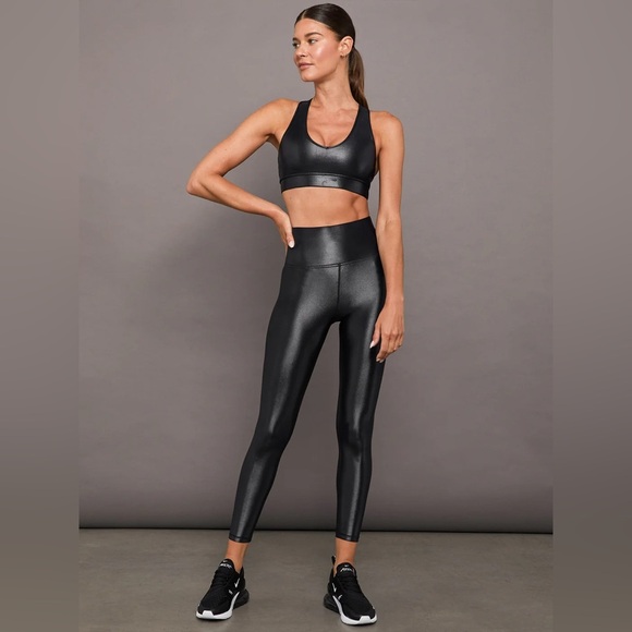 CARBON38 High Rise 7/8 Length Legging in Black Takara Shine - Picture 6 of 16